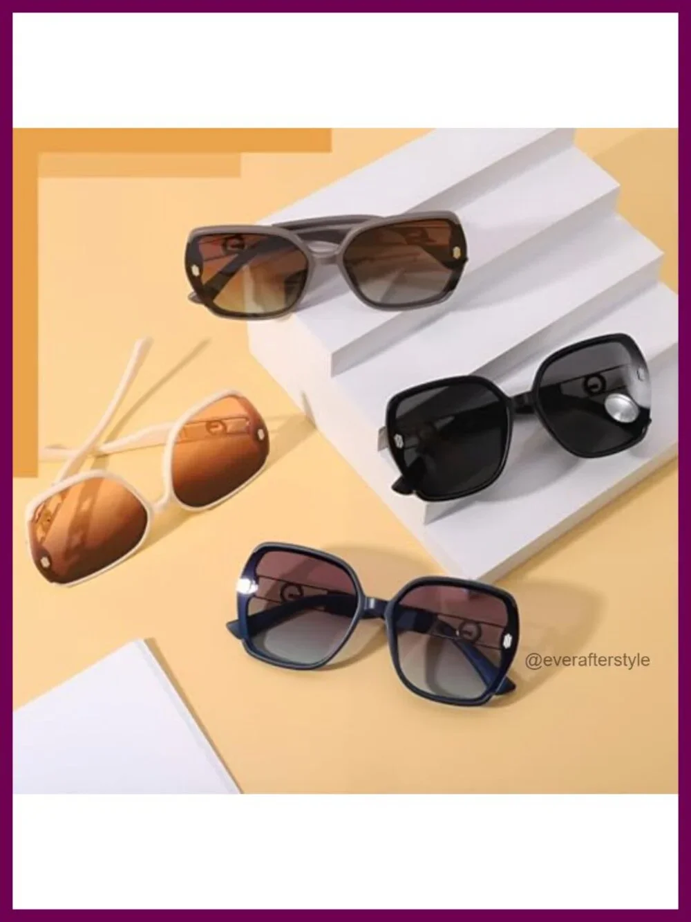 Retro 70s Oversized Square Sunglasses Women UV400 Protection Shades 4 Pack